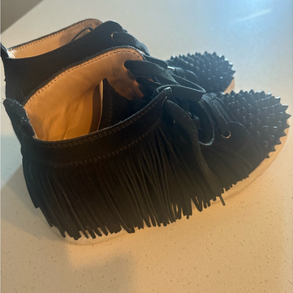 Stylish black women Shoes with Fringe and Studs